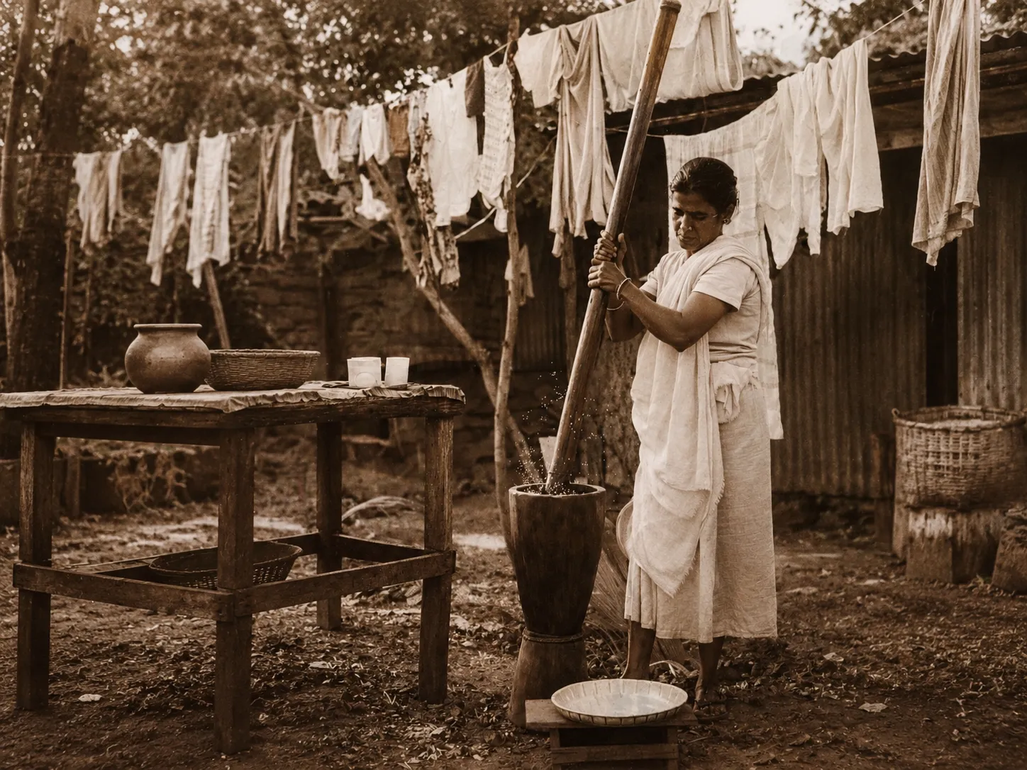 Everyday household tasks in old Mauritius