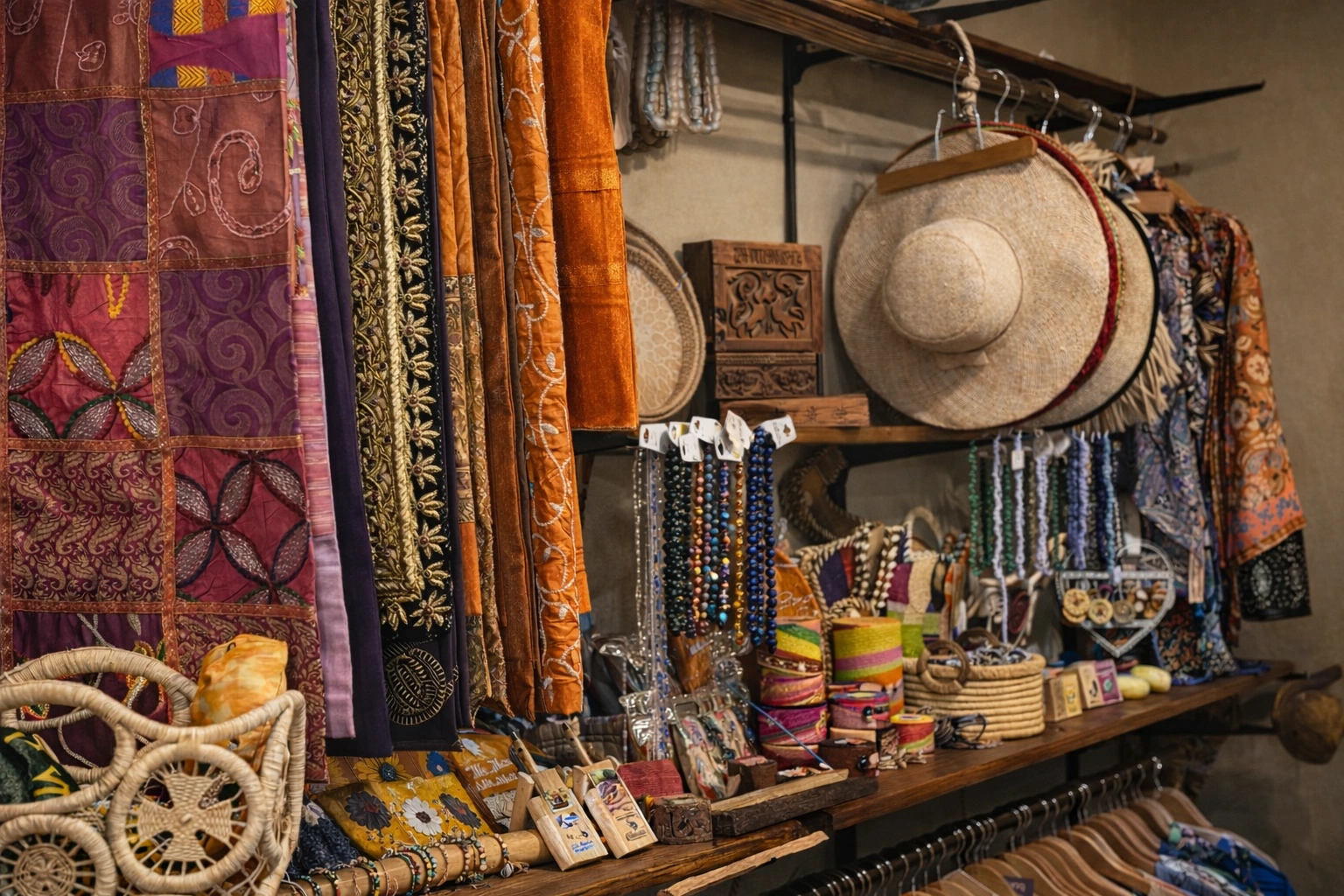 Handwoven textiles and souvenirs in the boutique