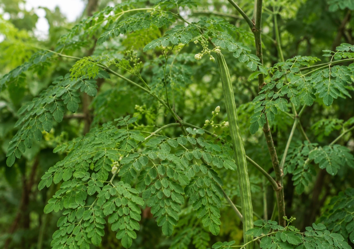 Moringa plant growing in the spice garden