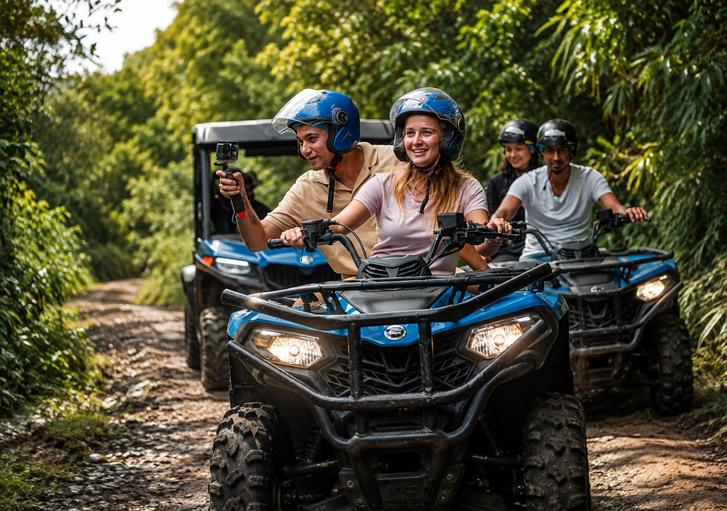 Quad biking at Vallé Advenature Park, Chamouny, south Mauritius