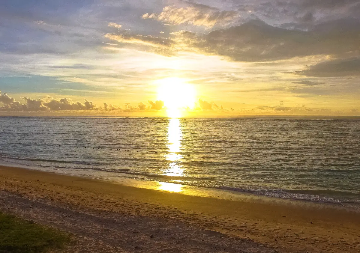 Sunset at Riambel beach, south Mauritius